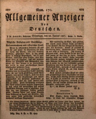 Allgemeiner Anzeiger der Deutschen Dienstag 26. Juni 1827