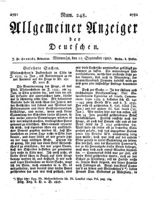Allgemeiner Anzeiger der Deutschen Mittwoch 12. September 1827