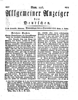Allgemeiner Anzeiger der Deutschen Donnerstag 20. September 1827