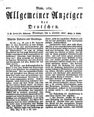 Allgemeiner Anzeiger der Deutschen Dienstag 2. Oktober 1827