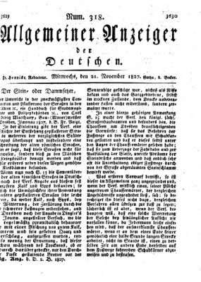 Allgemeiner Anzeiger der Deutschen Mittwoch 21. November 1827