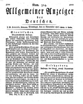 Allgemeiner Anzeiger der Deutschen Dienstag 27. November 1827