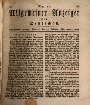 Allgemeiner Anzeiger der Deutschen Freitag 22. Februar 1828