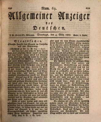 Allgemeiner Anzeiger der Deutschen Dienstag 4. März 1828