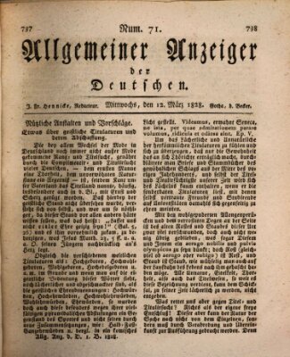Allgemeiner Anzeiger der Deutschen Mittwoch 12. März 1828