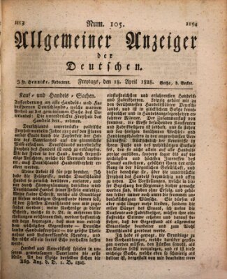 Allgemeiner Anzeiger der Deutschen Freitag 18. April 1828