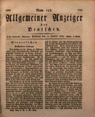 Allgemeiner Anzeiger der Deutschen Freitag 13. Juni 1828