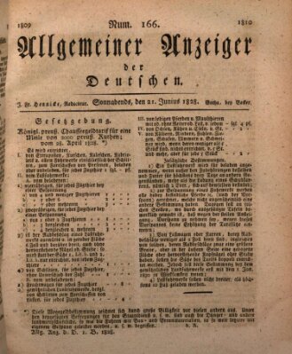 Allgemeiner Anzeiger der Deutschen Samstag 21. Juni 1828