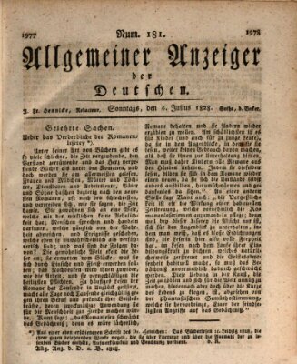 Allgemeiner Anzeiger der Deutschen Sonntag 6. Juli 1828