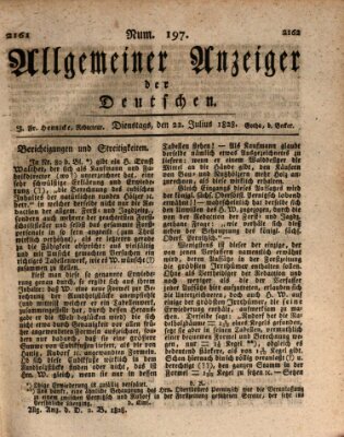 Allgemeiner Anzeiger der Deutschen Dienstag 22. Juli 1828