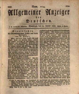 Allgemeiner Anzeiger der Deutschen Dienstag 29. Juli 1828