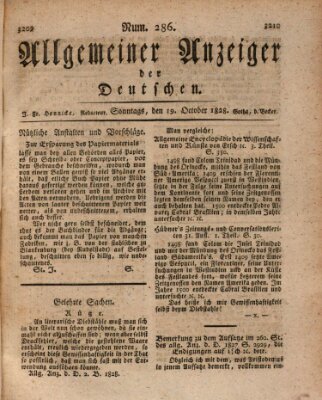 Allgemeiner Anzeiger der Deutschen Sonntag 19. Oktober 1828
