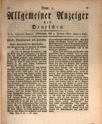 Allgemeiner Anzeiger der Deutschen Sonntag 4. Januar 1829