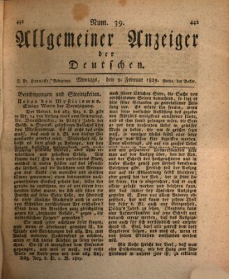 Allgemeiner Anzeiger der Deutschen Montag 9. Februar 1829