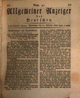 Allgemeiner Anzeiger der Deutschen Dienstag 10. Februar 1829