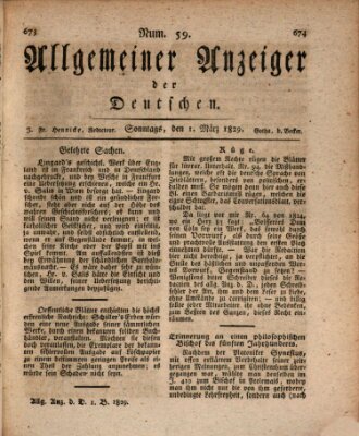 Allgemeiner Anzeiger der Deutschen Sonntag 1. März 1829