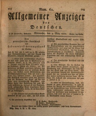Allgemeiner Anzeiger der Deutschen Mittwoch 4. März 1829