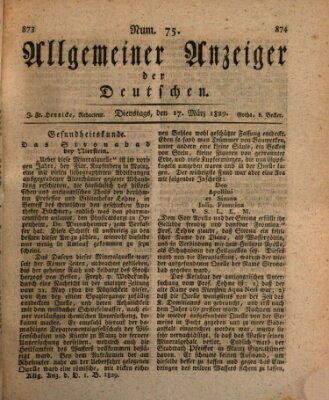 Allgemeiner Anzeiger der Deutschen Dienstag 17. März 1829