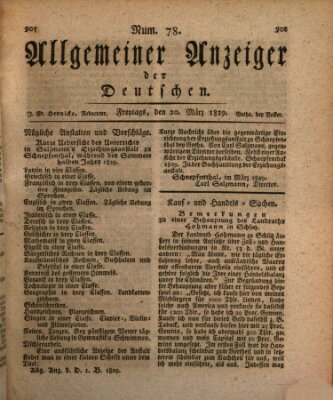 Allgemeiner Anzeiger der Deutschen Freitag 20. März 1829