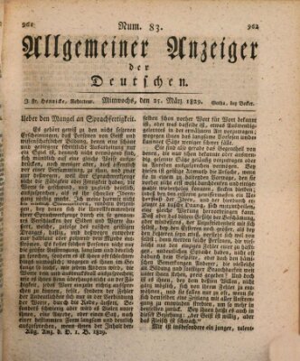 Allgemeiner Anzeiger der Deutschen Mittwoch 25. März 1829