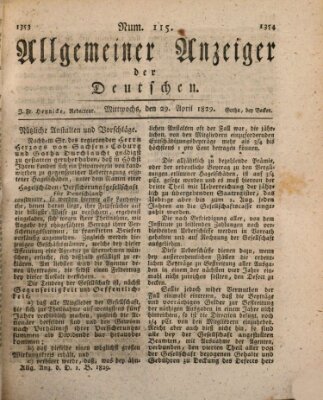 Allgemeiner Anzeiger der Deutschen Mittwoch 29. April 1829