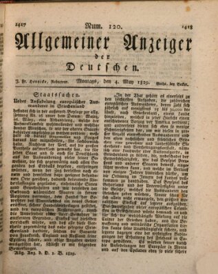 Allgemeiner Anzeiger der Deutschen Montag 4. Mai 1829