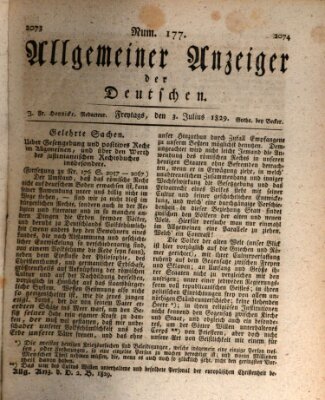 Allgemeiner Anzeiger der Deutschen Freitag 3. Juli 1829