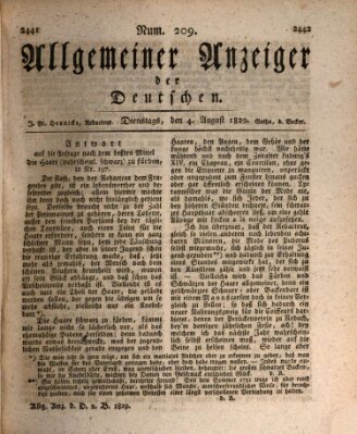 Allgemeiner Anzeiger der Deutschen Dienstag 4. August 1829