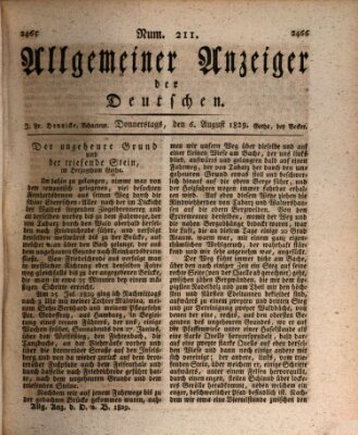 Allgemeiner Anzeiger der Deutschen Donnerstag 6. August 1829