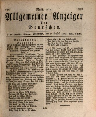 Allgemeiner Anzeiger der Deutschen Sonntag 9. August 1829