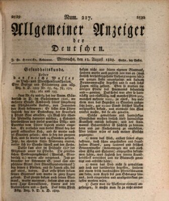 Allgemeiner Anzeiger der Deutschen Mittwoch 12. August 1829