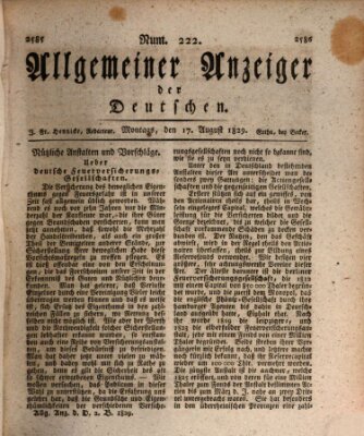Allgemeiner Anzeiger der Deutschen Montag 17. August 1829