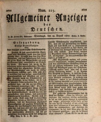 Allgemeiner Anzeiger der Deutschen Dienstag 18. August 1829