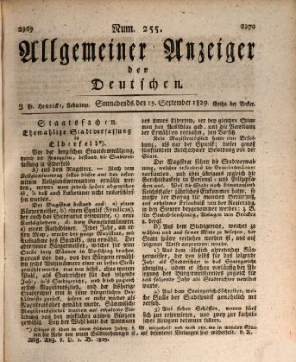 Allgemeiner Anzeiger der Deutschen Samstag 19. September 1829