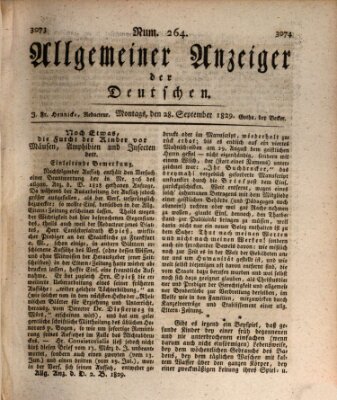 Allgemeiner Anzeiger der Deutschen Montag 28. September 1829