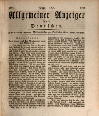 Allgemeiner Anzeiger der Deutschen Mittwoch 30. September 1829