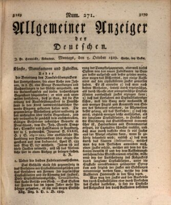 Allgemeiner Anzeiger der Deutschen Montag 5. Oktober 1829