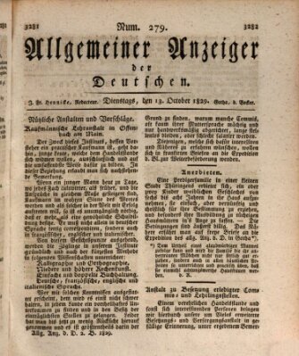 Allgemeiner Anzeiger der Deutschen Dienstag 13. Oktober 1829