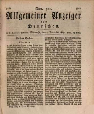 Allgemeiner Anzeiger der Deutschen Mittwoch 4. November 1829