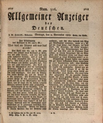 Allgemeiner Anzeiger der Deutschen Montag 9. November 1829