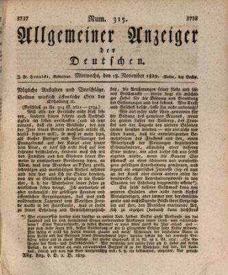 Allgemeiner Anzeiger der Deutschen Mittwoch 18. November 1829