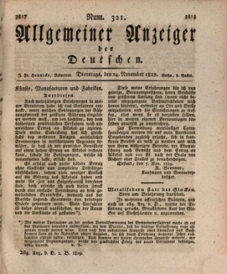 Allgemeiner Anzeiger der Deutschen Dienstag 24. November 1829