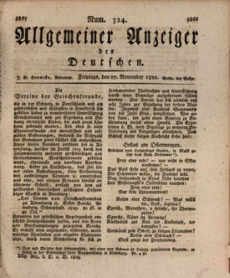 Allgemeiner Anzeiger der Deutschen Freitag 27. November 1829