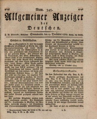 Allgemeiner Anzeiger der Deutschen Samstag 19. Dezember 1829