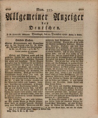 Allgemeiner Anzeiger der Deutschen Dienstag 29. Dezember 1829