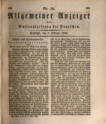 Allgemeiner Anzeiger und Nationalzeitung der Deutschen (Allgemeiner Anzeiger der Deutschen) Freitag 5. Februar 1830