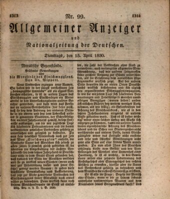 Allgemeiner Anzeiger und Nationalzeitung der Deutschen (Allgemeiner Anzeiger der Deutschen) Dienstag 13. April 1830