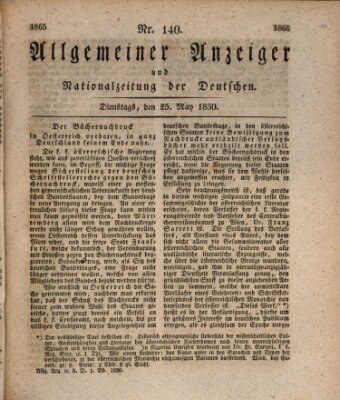Allgemeiner Anzeiger und Nationalzeitung der Deutschen (Allgemeiner Anzeiger der Deutschen) Dienstag 25. Mai 1830