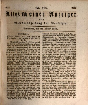 Allgemeiner Anzeiger und Nationalzeitung der Deutschen (Allgemeiner Anzeiger der Deutschen) Sonntag 25. Juli 1830