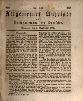 Allgemeiner Anzeiger und Nationalzeitung der Deutschen (Allgemeiner Anzeiger der Deutschen) Montag 6. September 1830